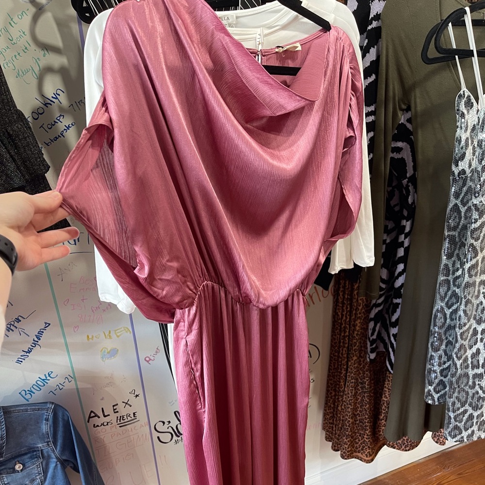 Mauve Shimmer Cowel Neck Jumper